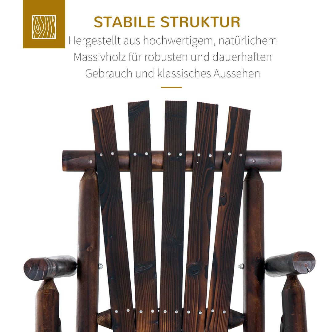 Gyngestol med armlæn, vejrbestandig, massivt træ, forkullet, 97 x 69 x 93 cm