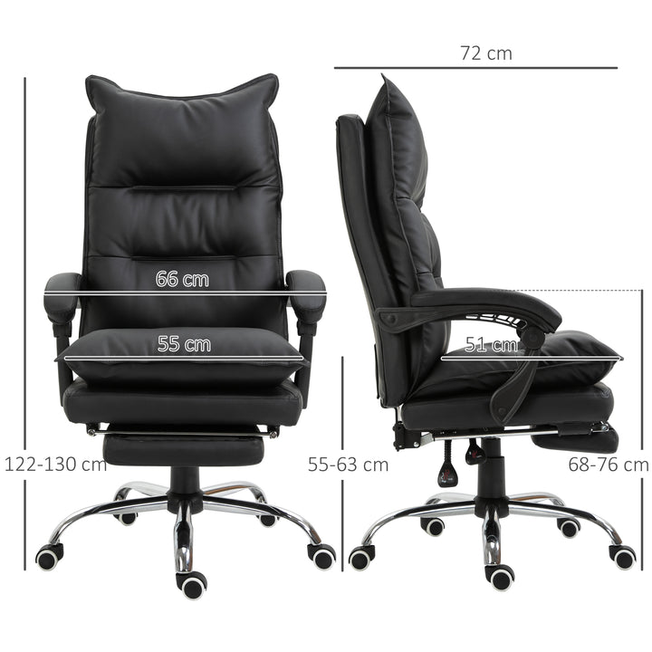 Kontorstol med lænefunktion, ergonomisk skrivebordsstol, højdejusterbar drejestol med fodstøtte, polstret, lasteevne op til 135 kg, til kontor, studie, sort