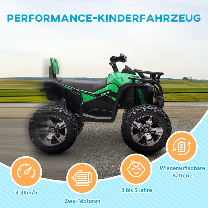 Elektrisk ATV til børn, med lys- og musiktilslutning, 3-8 km/t, til alderen 3-5, grøn