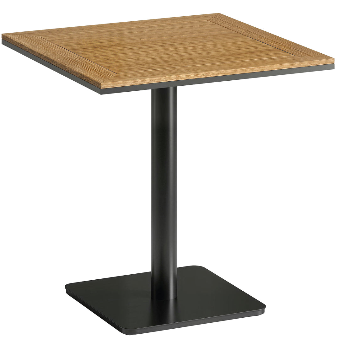 Sidebord 70 x 70 cm, vejrbestandigt havebord med trælook, bred fod, firkantet, naturtræ