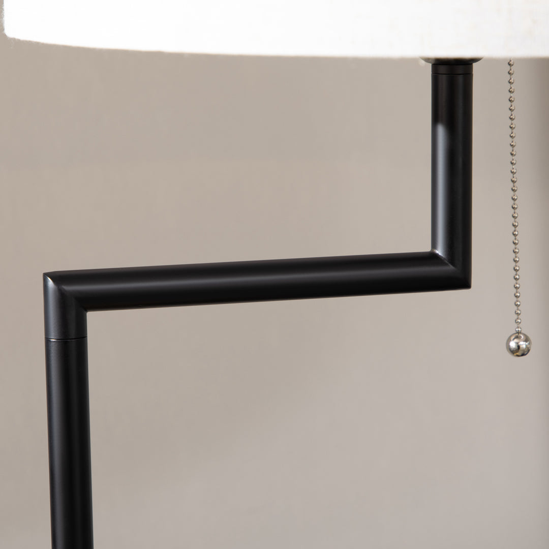 Gulvlampe med hylde, gulvlampe, kædetalje, e 27, 40 w, bambus, natur + sort