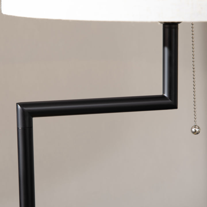 Gulvlampe med hylde, gulvlampe, kædetalje, e 27, 40 w, bambus, natur + sort