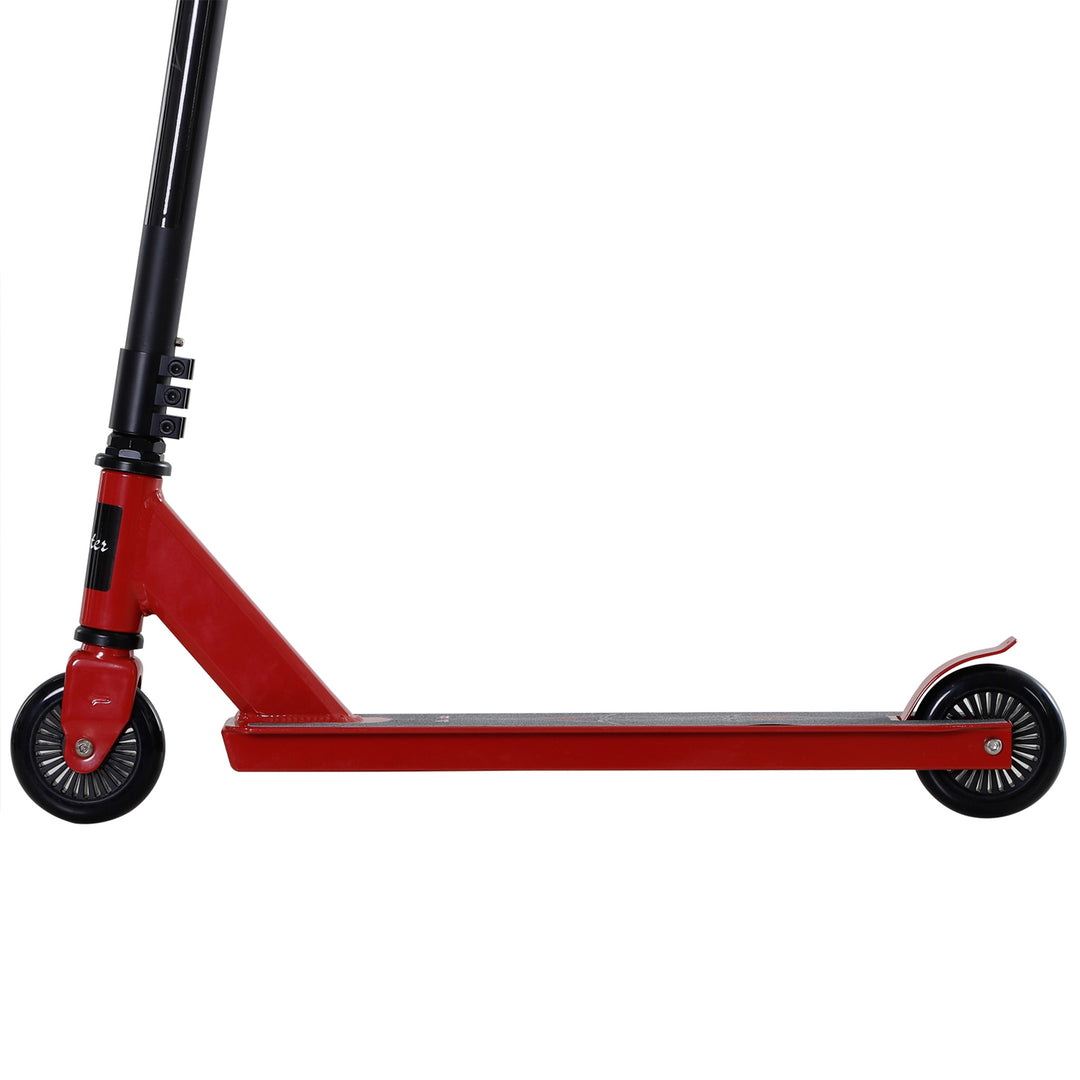 Pro stunt scooter til børn og voksne, freestyle scooter, 100mm syntetiske læderhjul, aluminium rød, til tricks