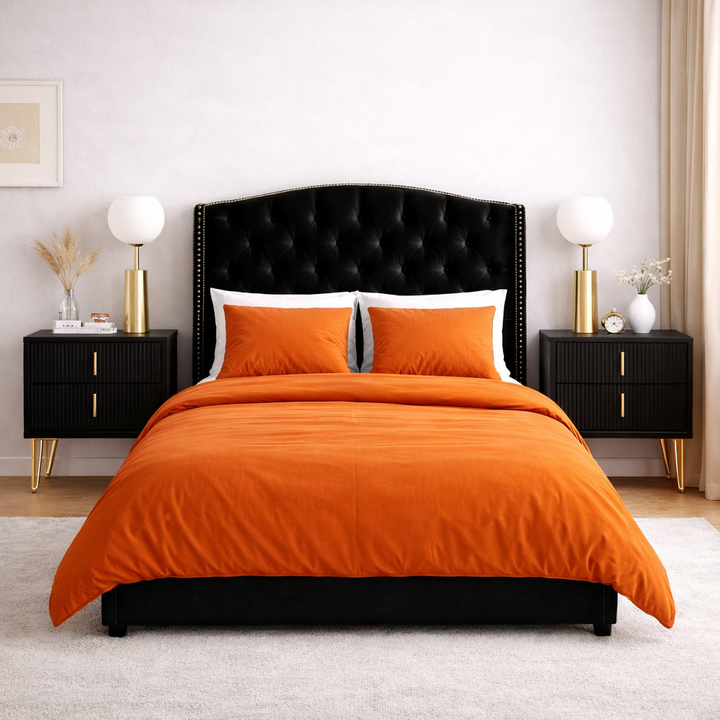 Sengeborde, sæt med 2 styks, natbord med 2 skuffer, moderne sidebord til soveværelse, B40 x T40 x H47 cm, sort