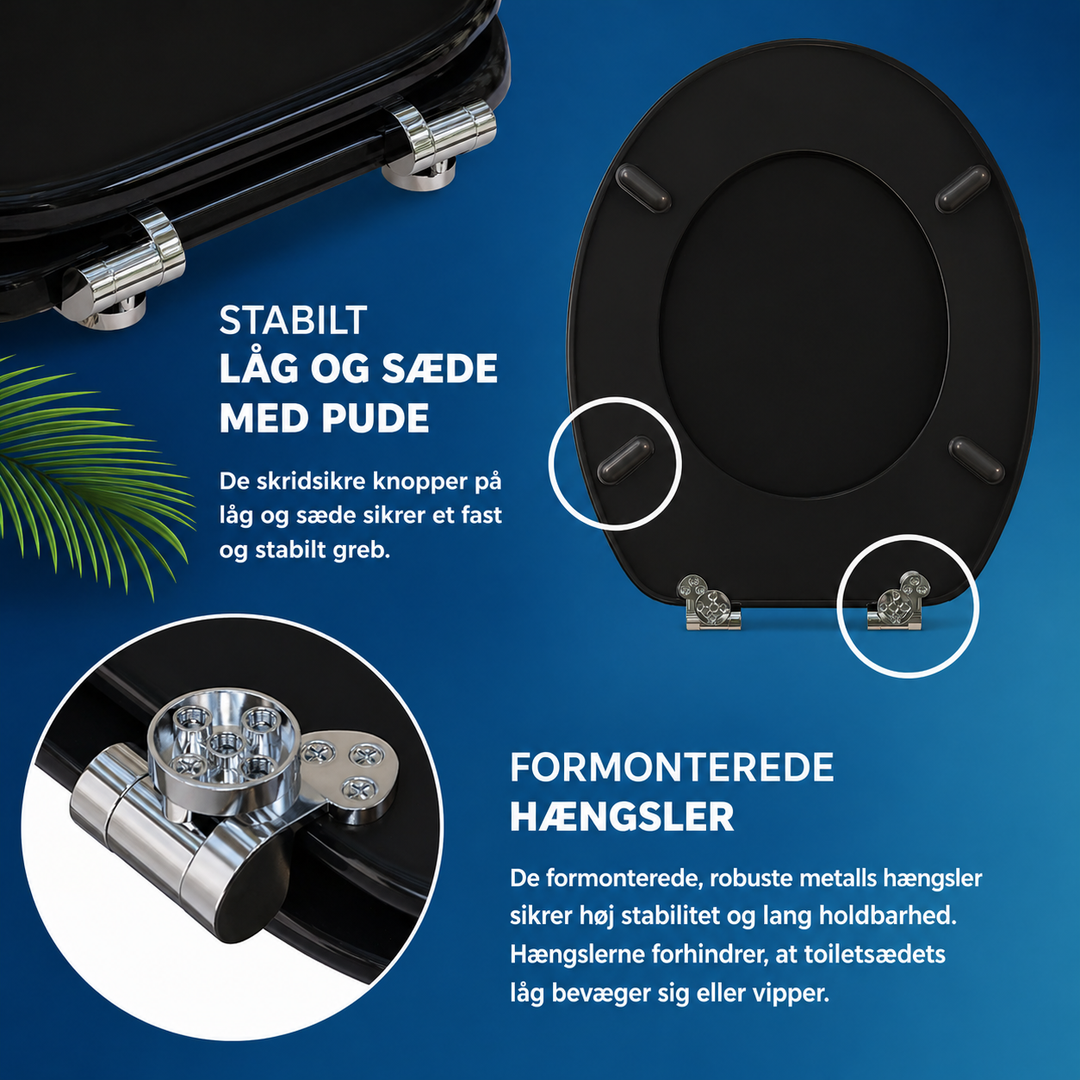 Toiletsæde med soft close, sort