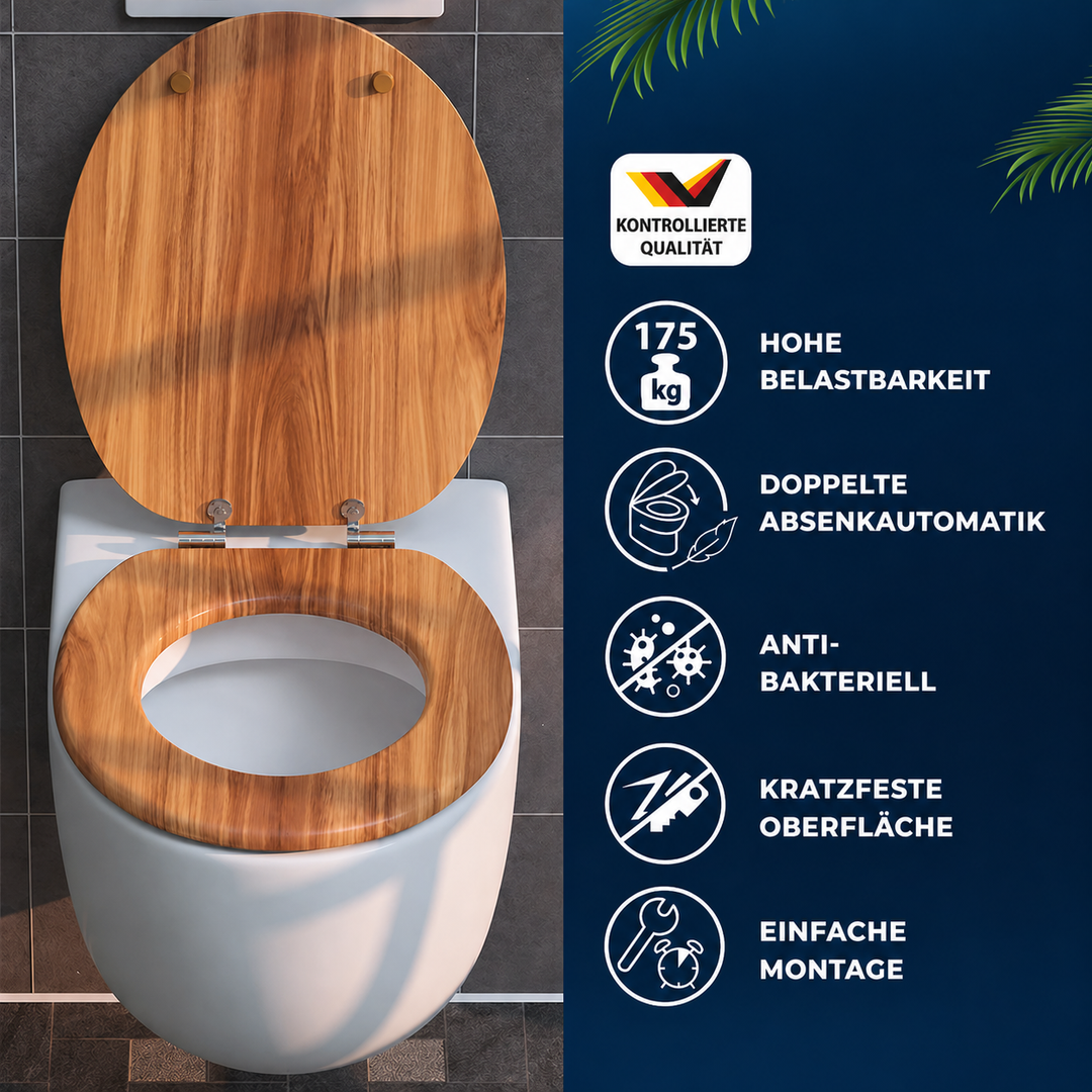 Toiletsæde med soft-close, naturfarvet
