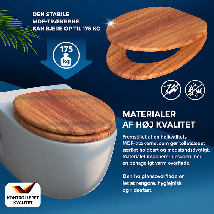 Toiletsæde med soft-close, naturfarvet