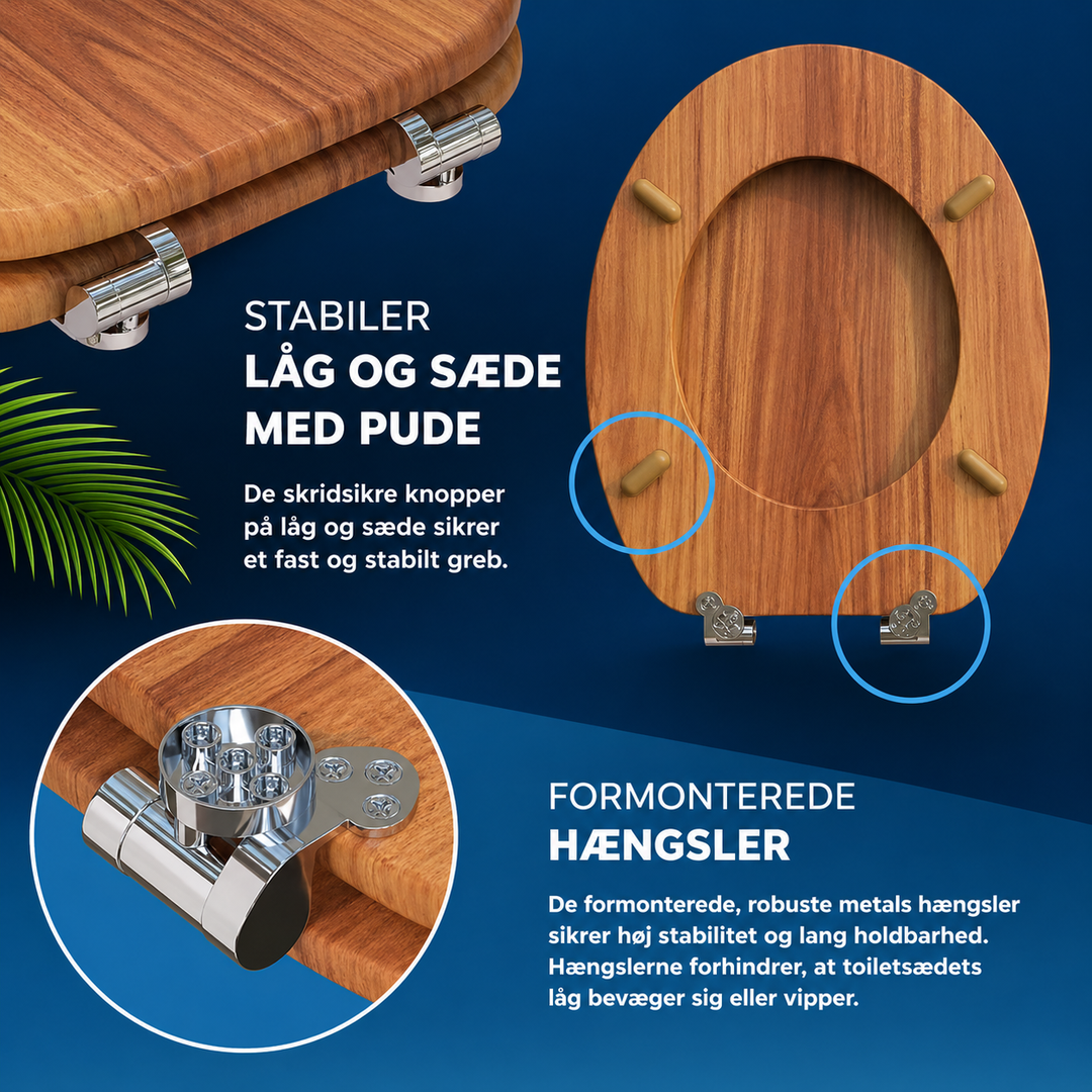 Toiletsæde med soft-close, naturfarvet