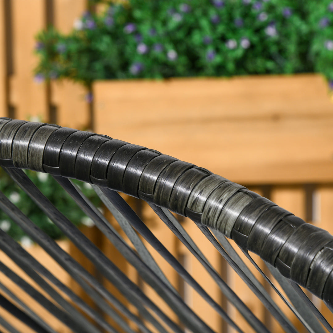 Rattan lænestol, udendørs lænestol, havelænestol, PE-rattan, 89 cm x 75 cm x 143 cm, grå + sort