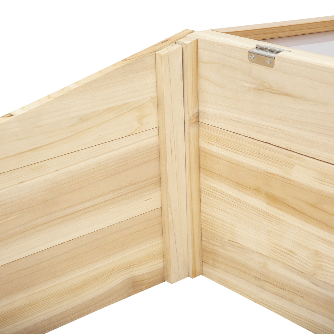 Drivhus i træ med kold ramme, kold rammekasse, drivhus til have og plantesystem til havebalkon, 100 x 50 x 35 cm, naturlig, fyrretræ, pc-plade