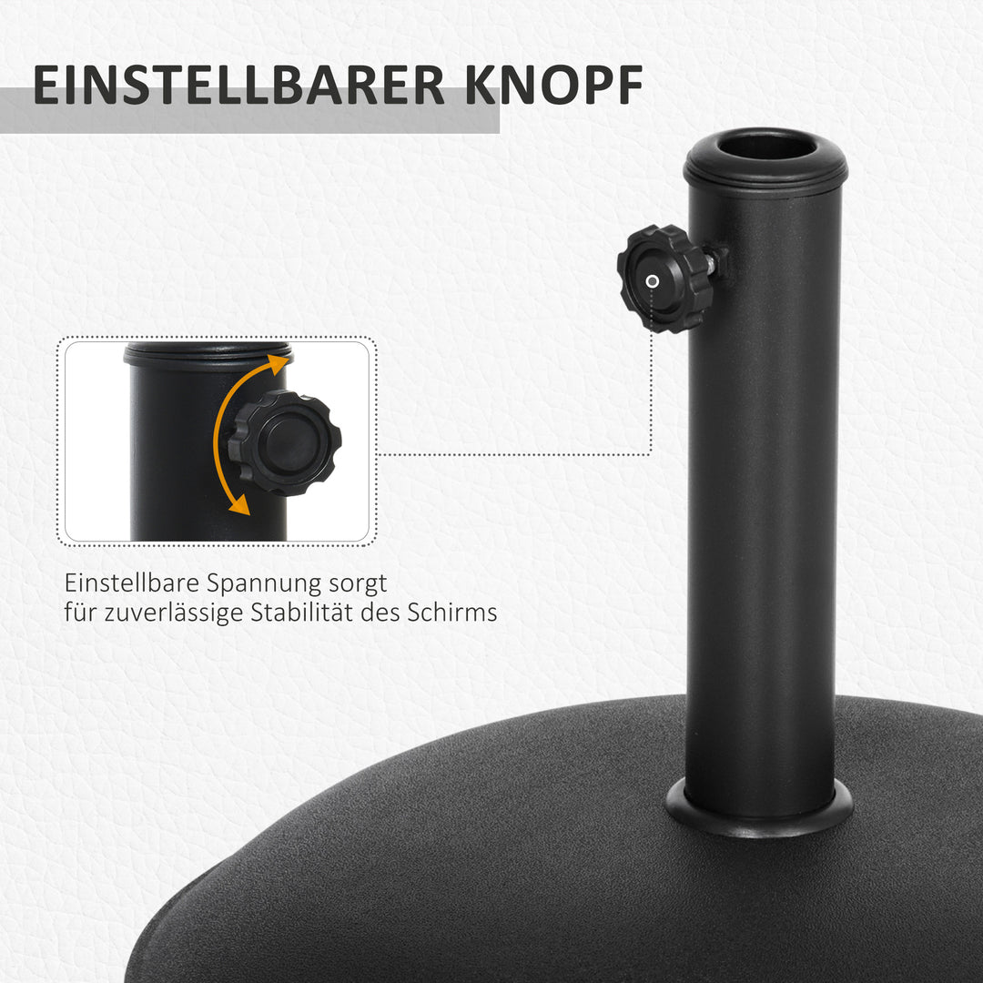 Parasolfod i rustfrit stål med håndtag, halvcirkelformet paraplyholder, paraplyvægt til parasoller Ø3,8-Ø4,8 cm, til altan, terrasse, have, bronze, sort
