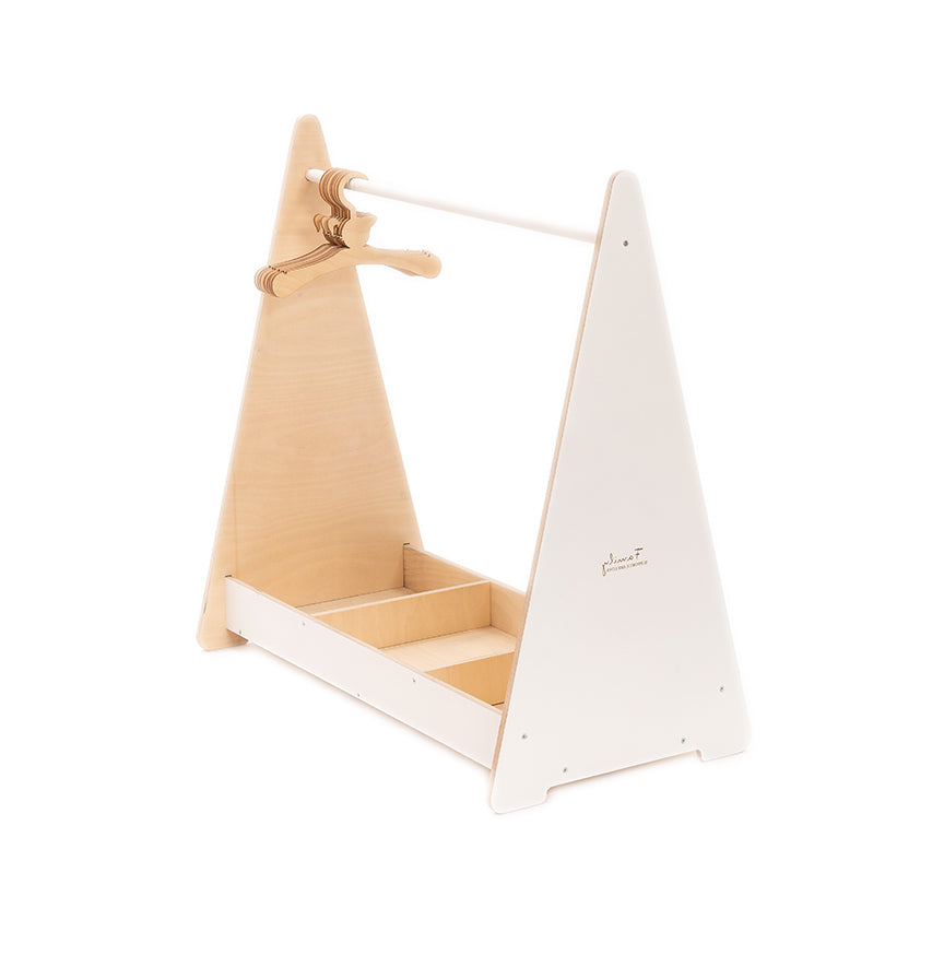Montessori tøjstativ til selvstændige børn, hvid