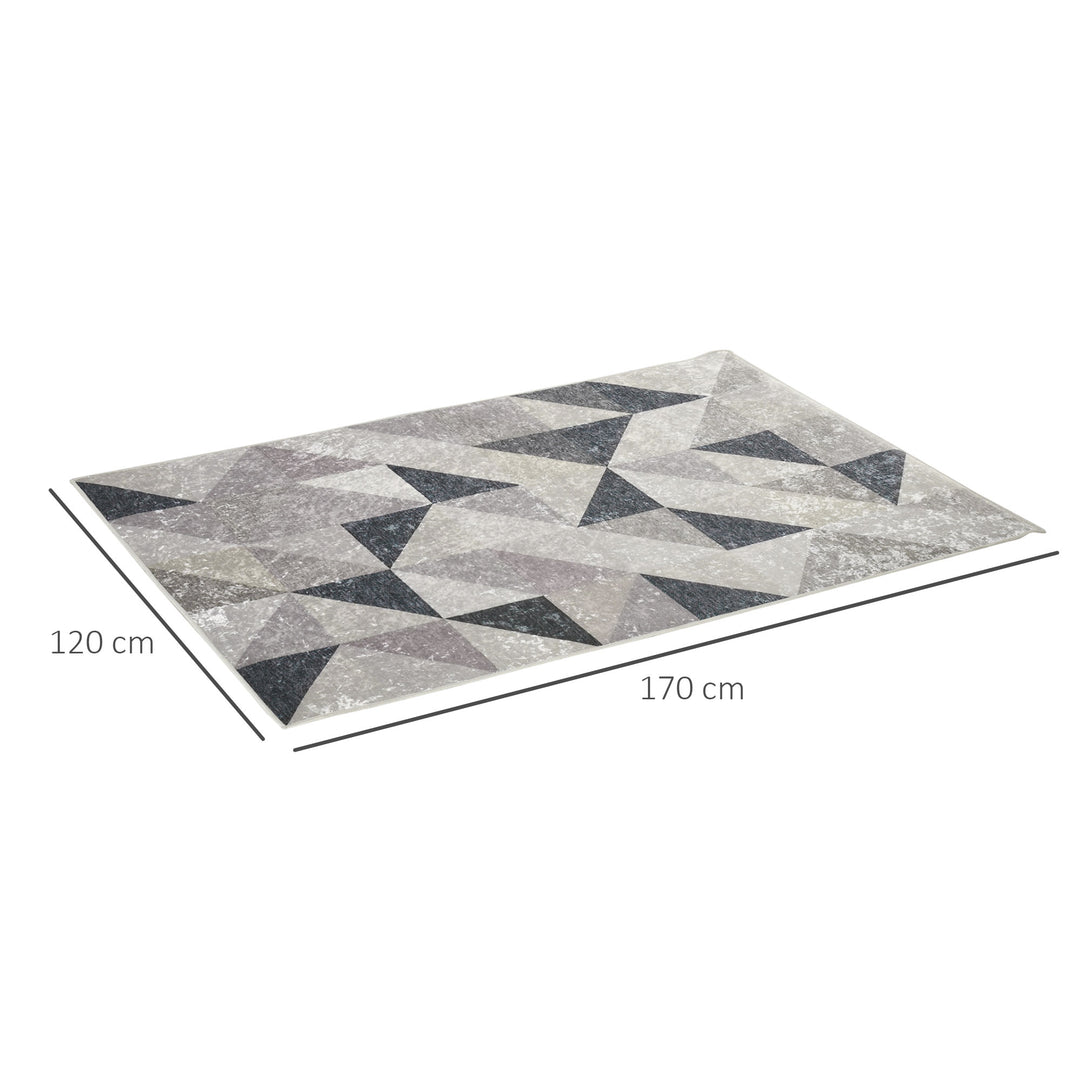 Geometrisk mønstret non-woven tæppe, 120 x 170 cm x 0,6 cm, mørkegrå + lysegrå
