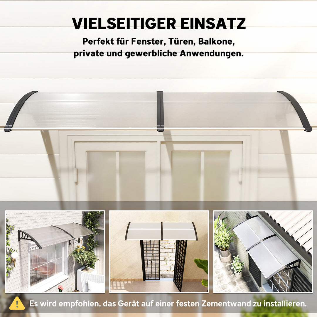 Hoveddørsmarkise 75x195x23 cm tagdækning 5mm polycarbonat solbeskyttelse regnbeskyttelse til udendørs brug aluminium transparent