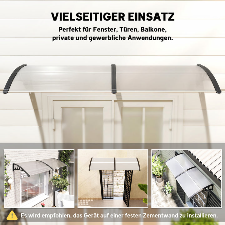 Hoveddørsmarkise 75x195x23 cm tagdækning 5mm polycarbonat solbeskyttelse regnbeskyttelse til udendørs brug aluminium transparent