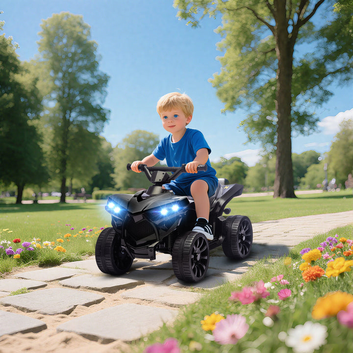 Børne elektrisk ATV 6V med frem- og bakfunktion, musik, LED-forlygter, sort