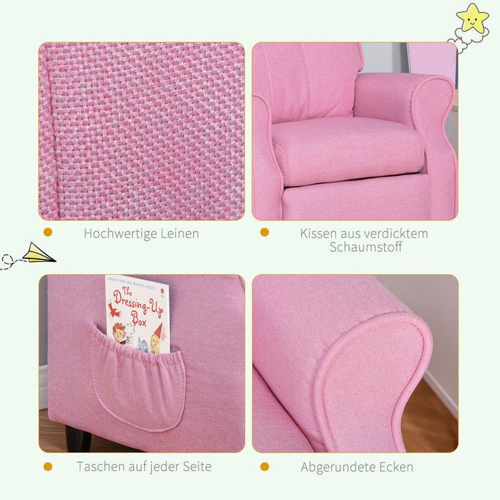 Børnesofa børnesofa børnestol lænestol justerbar med fodstøtte til 3-5 år drenge og piger pink 58 x 53 x 70 cm