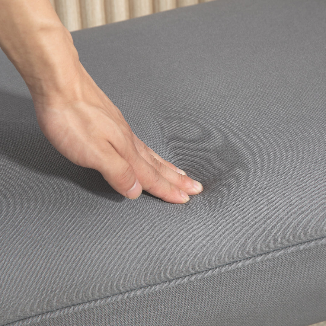 Bænk, sengebænk, robust konstruktion, blød polstring, 102x36x51 cm, grå