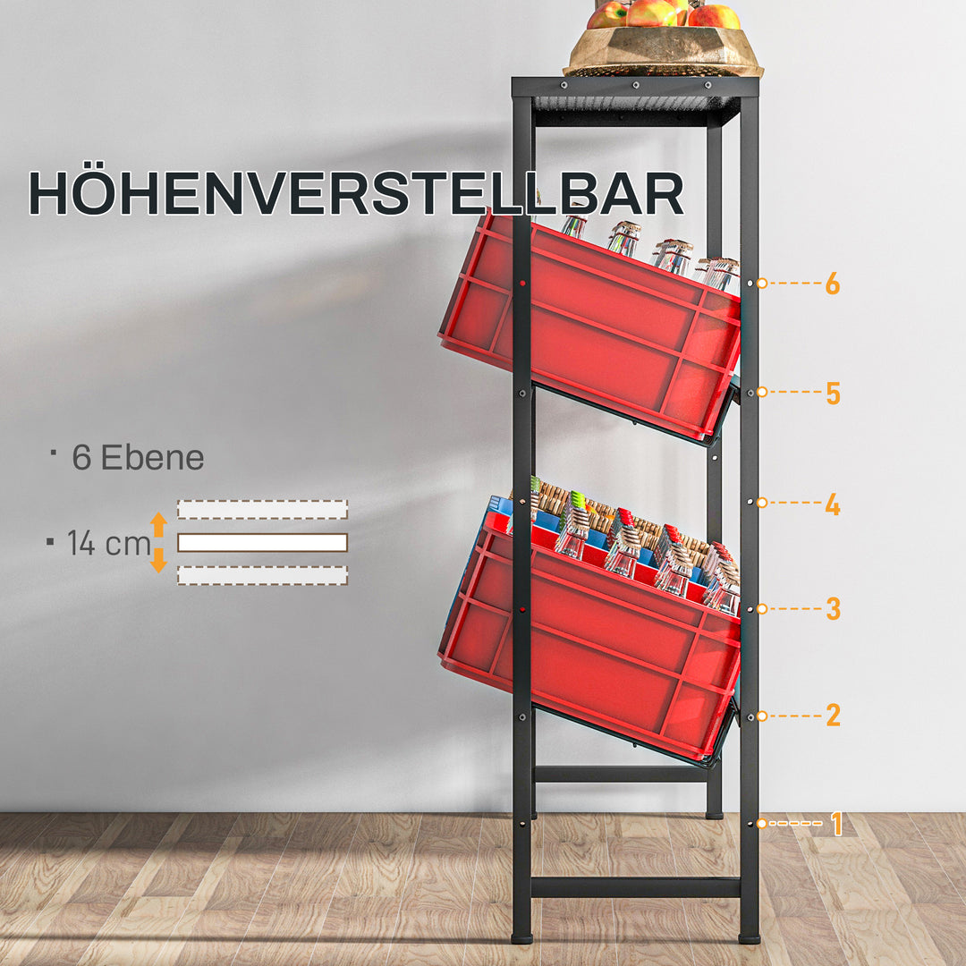 Opbevaringsreol, højdejusterbar, robust metal, pladsbesparende design, 210 kg lasteevne, sort