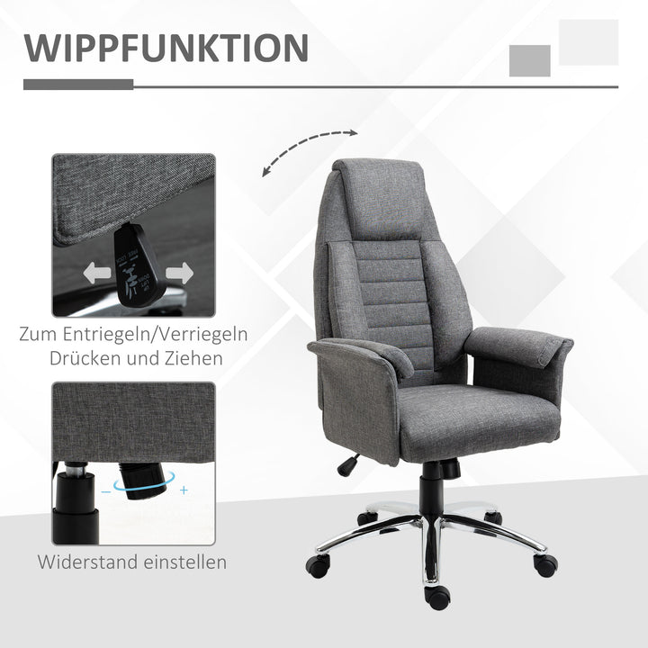 Executive chair, højdejusterbar, 5 hjul, ergonomisk form, 68 cm x 69 cm x 126 cm, grå