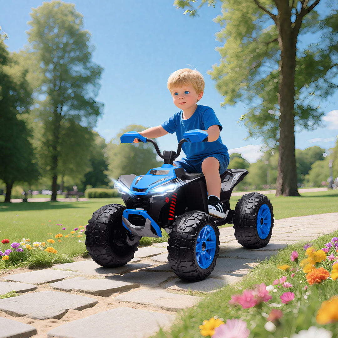 Børns elektriske ATV, 24V elektrisk køretøj med 4 hjul, forlygter, USB-port, MP3-funktion, 6,5 km/t, 3-8 år