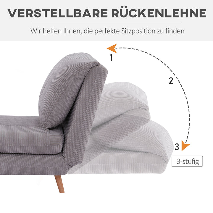 2-I-1 sovesofa gæsteseng, op til 200 kg, justerbar nakkestøtte, fløjlslook, 82 cm x 8 cm x 83 cm, grå