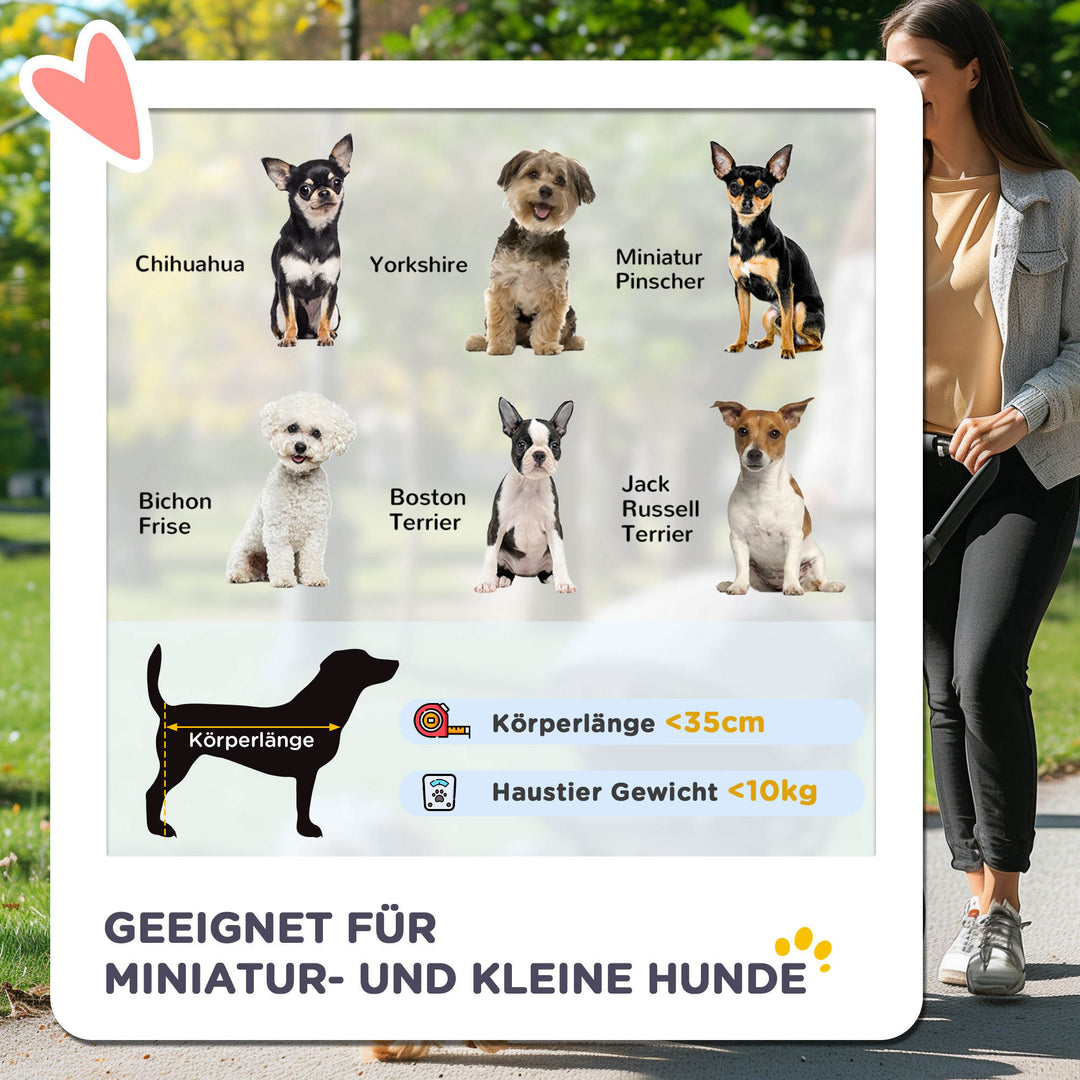 Hundeklapvogn op til 10 kg sammenklappelig justerbar kaleche 2 kopholdere soltag sølv