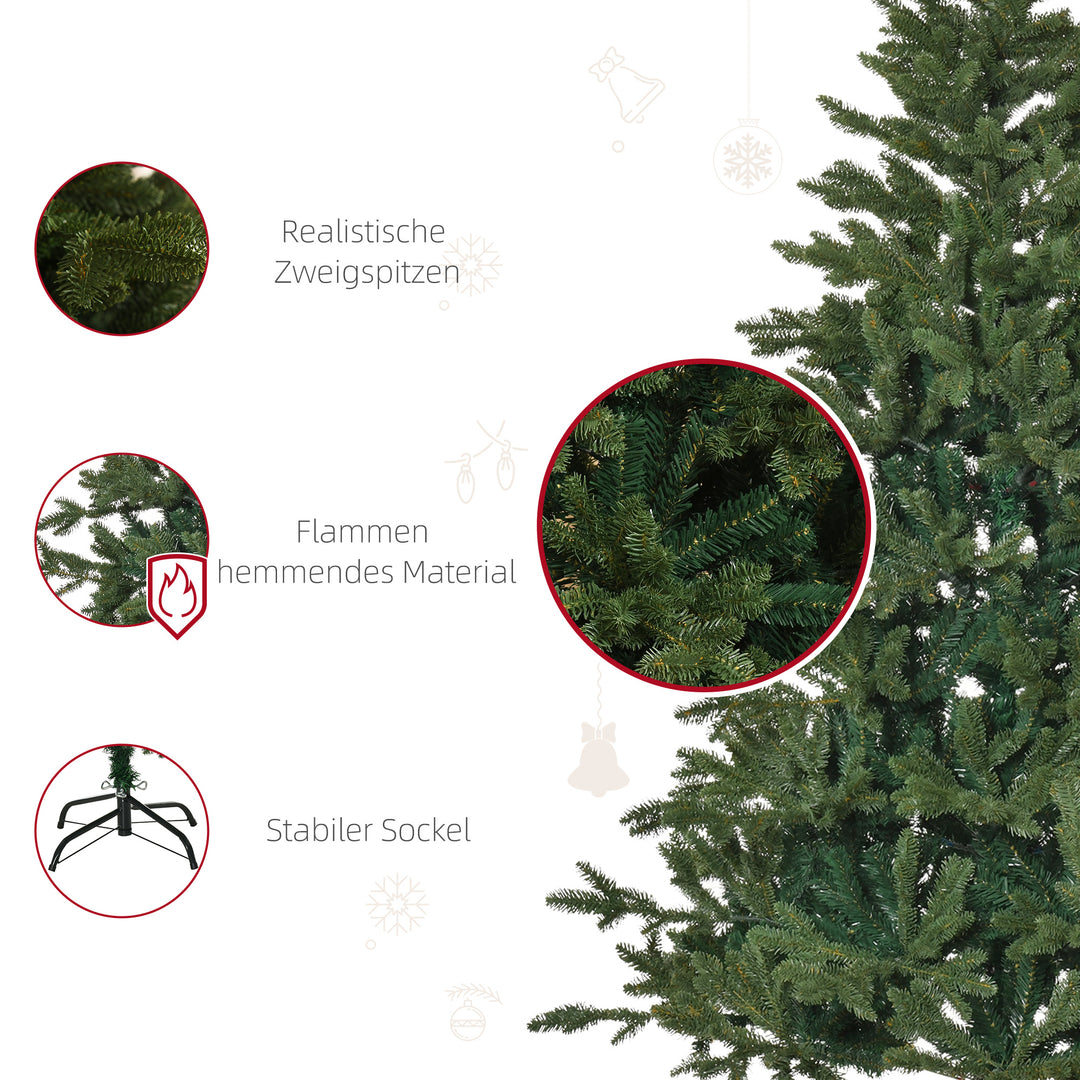 Kunstigt juletræ 180 cm, kunstigt grantræ med 748 spidser, 3 forskellige bladformer, flammehæmmende, med metalfod til indendørs brug