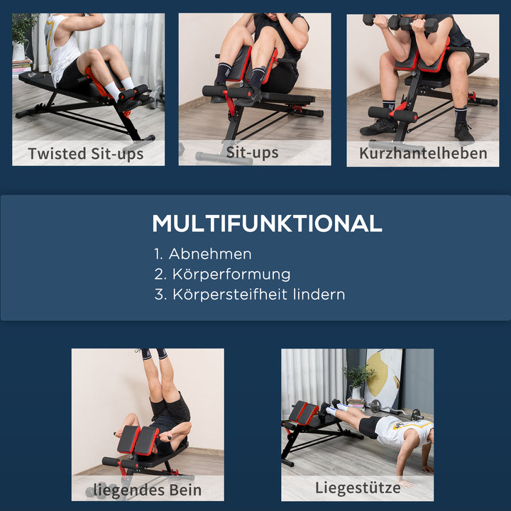 Vægtbænk fitnessbænk skråbænk multifunktionel mavetræner justerbar stål sort 64 x 146 x 73,5-85 cm