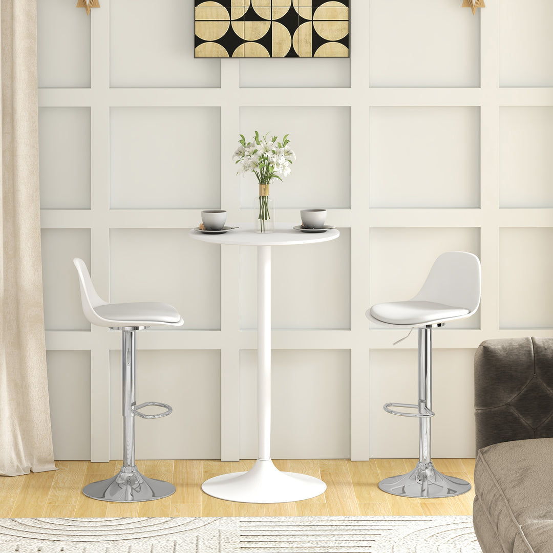 Sæt med 2 barstole, drejestole med ryglæn, højdejusterbar, lasteevne op til 120 kg, 38 x 42 x 82-104 cm, hvid