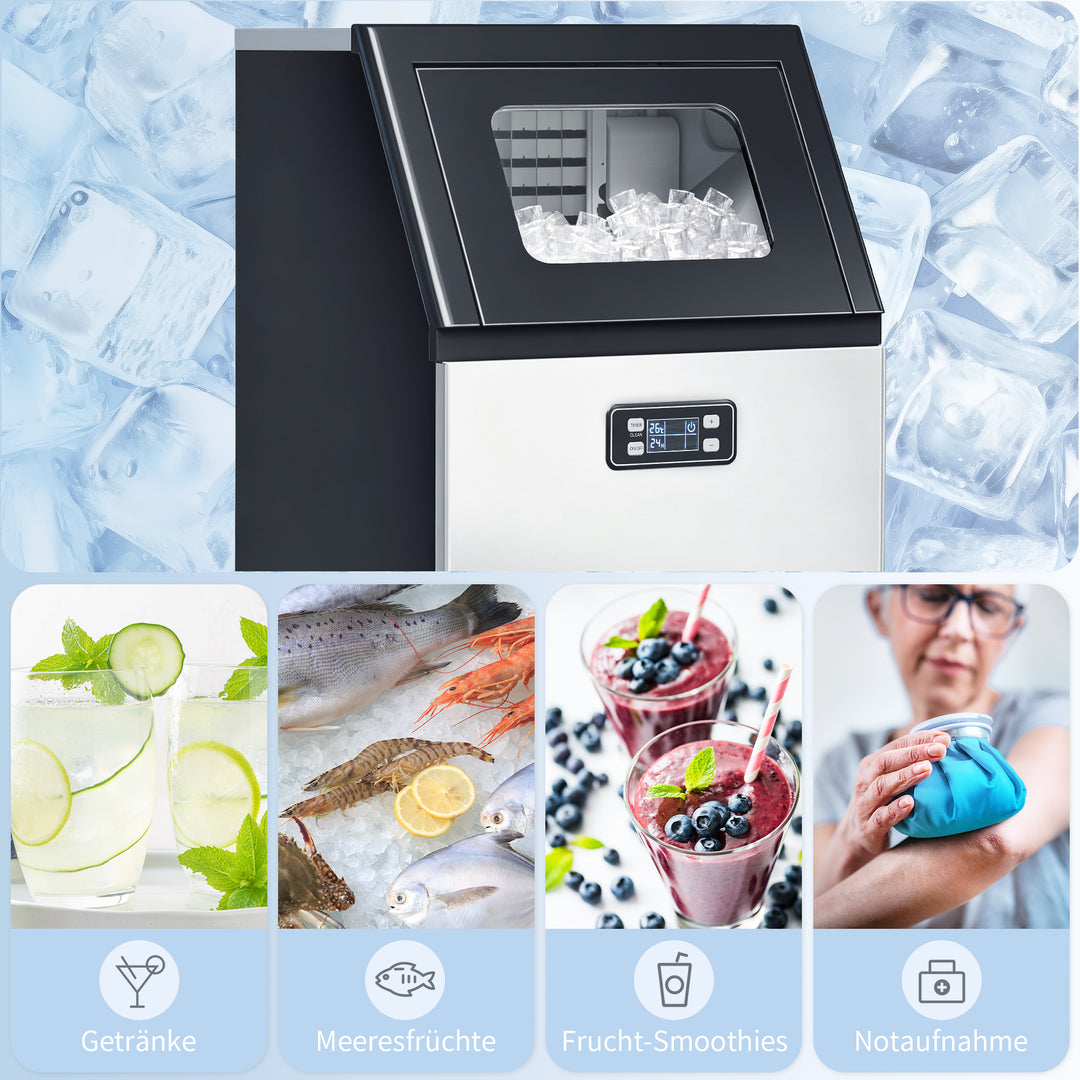Kommerciel isterningmaskine 45 kg/24H ismaskine med 11 kg opbevaring, LCD-display til restauranter