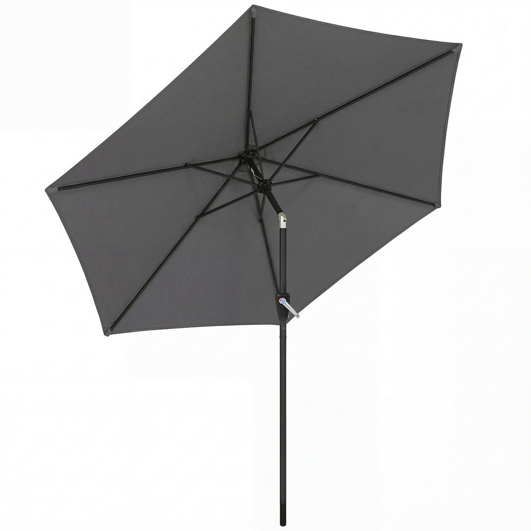 270 cm vipbar parasol, balkonparasol med håndsving, UV 50+, haveparasol, mørkegrå
