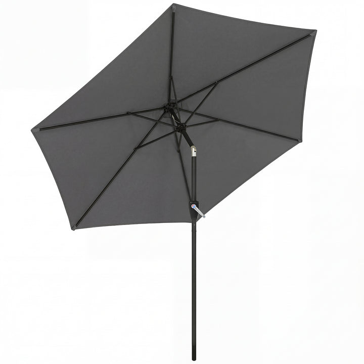 270 cm vipbar parasol, balkonparasol med håndsving, UV 50+, haveparasol, mørkegrå
