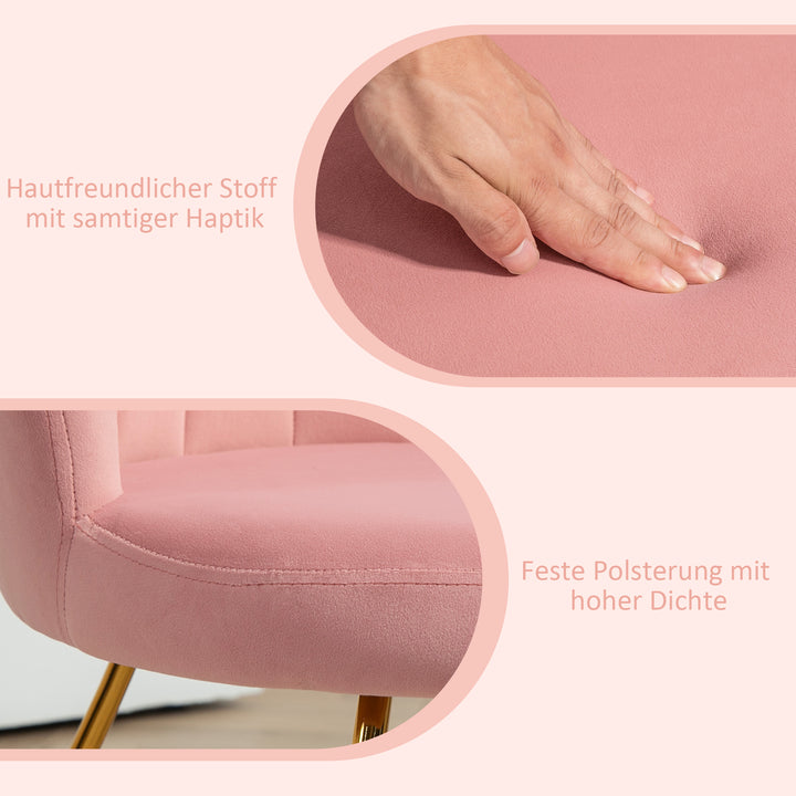 Polstret accentstol med lotus design ryglæn, metalben, pink