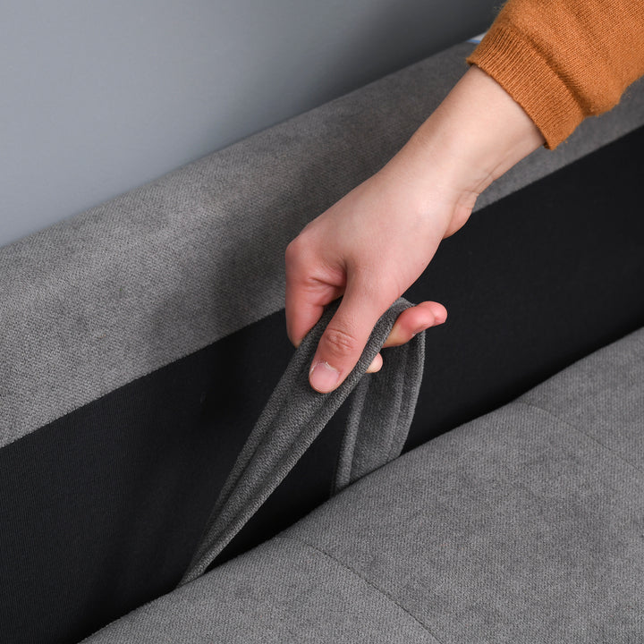 2-personers sofa, sofa med opbevaring, træben, polstret sofa med fløjlslook til stue, soveværelse, 117 x 62 x 78 cm, grå