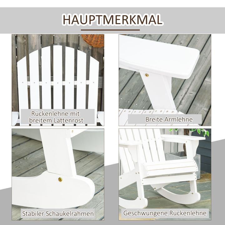 Adirondack havestol, gyngestol, havelænestol, havemøbler, balkonstol, hvid, 77 x 94 x 97 cm