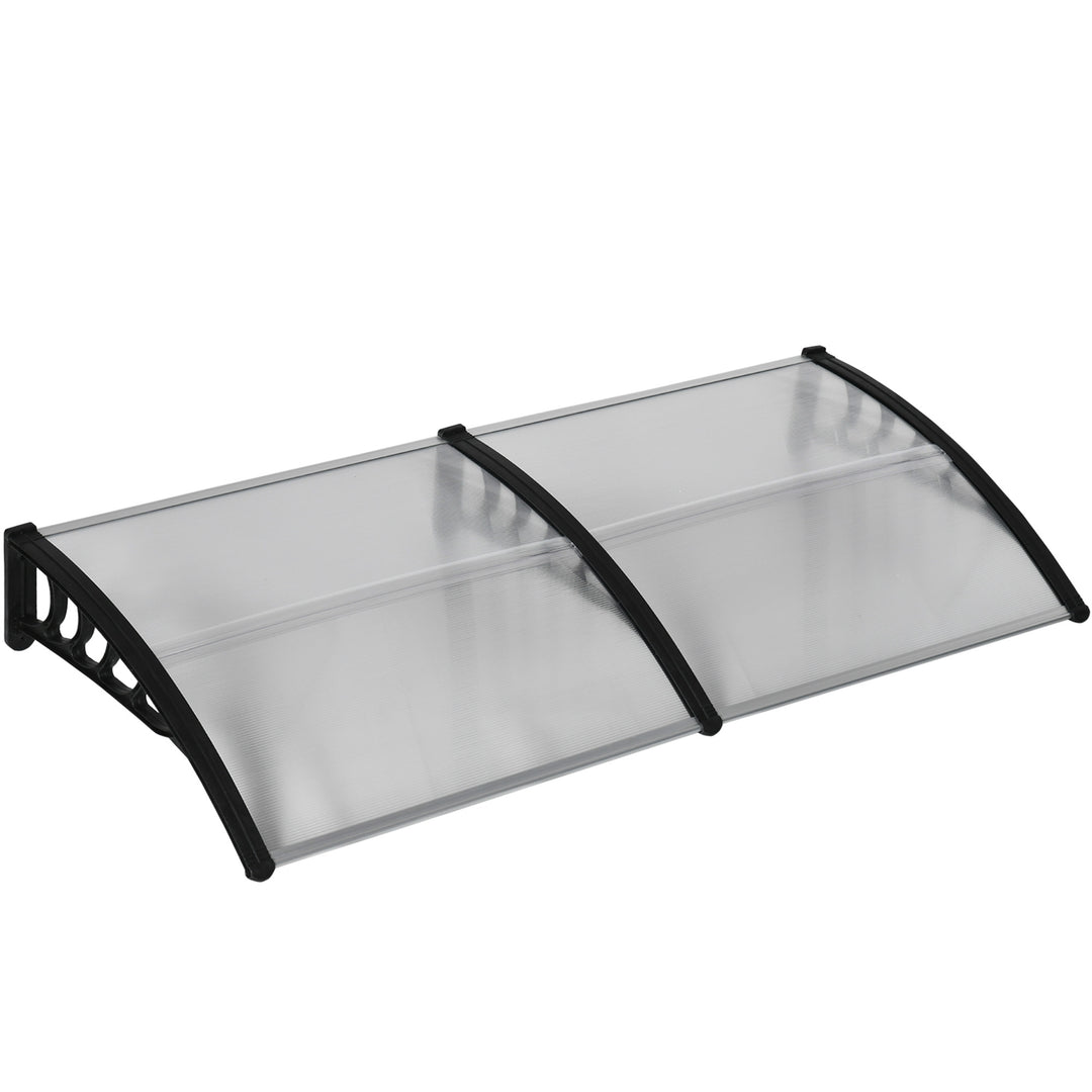 Dørmarkise, beskyttelse mod regn, vind og hagl, polycarbonat, aluminiumsforbindelsesstænger, 200 x 96 x 27 cm, sort