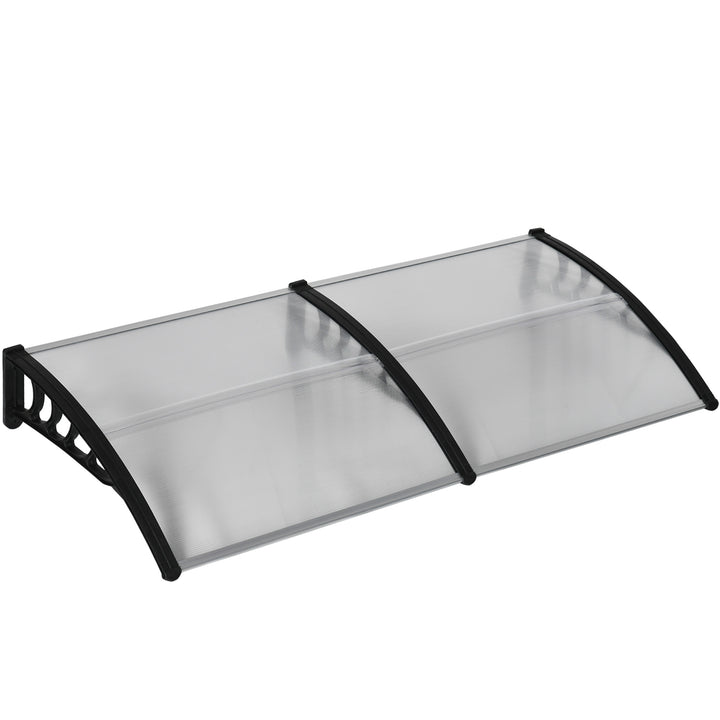 Dørmarkise, beskyttelse mod regn, vind og hagl, polycarbonat, aluminiumsforbindelsesstænger, 200 x 96 x 27 cm, sort