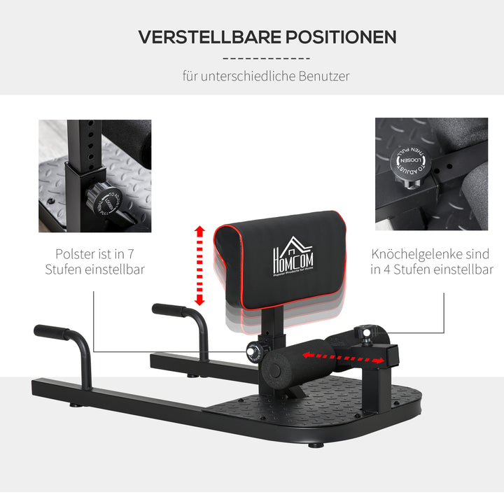 Sissy squat squat trainer bentræner mavetræner baldetræner 3 i 1 træner justerbar op til 120 kg stål sort 50 x 97 x (44,5–56,5) cm