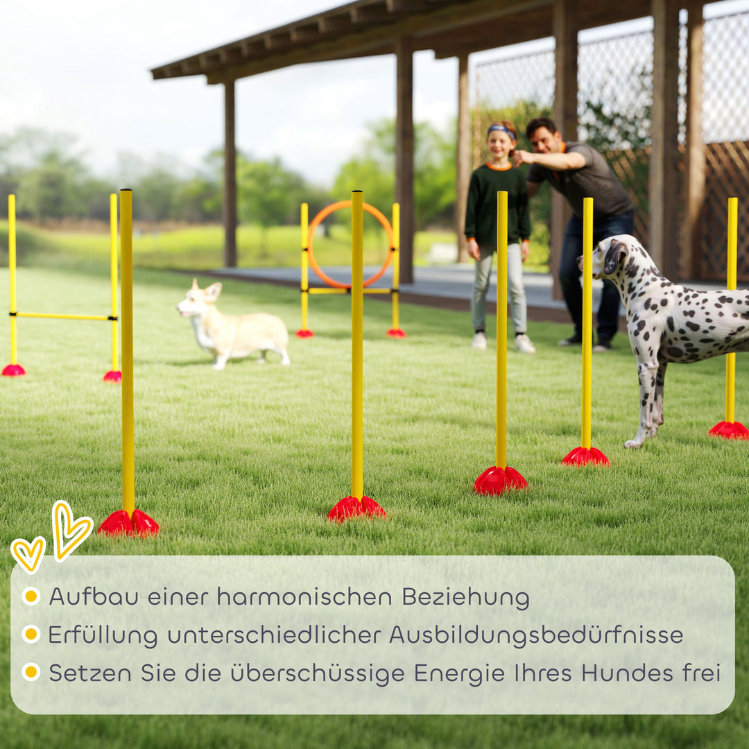 Agility set hunde 3-delt fyldeligt agilityudstyr til hundetræning plug-in hækkesæt med slalomstave