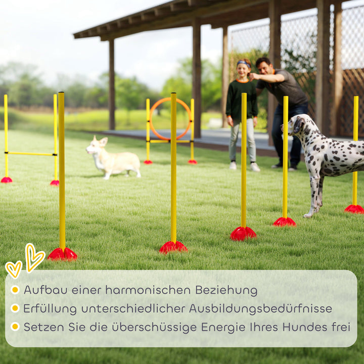 Agility set hunde 3-delt fyldeligt agilityudstyr til hundetræning plug-in hækkesæt med slalomstave