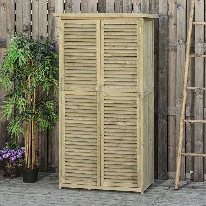 Træskur med skrånende asfalttag, låste døre, vandtæt og fri ventilation. Grå, 87 x 46,5 x 160 cm