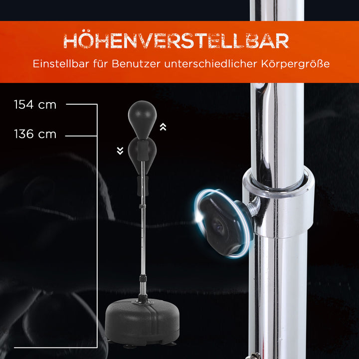 Bokseboldsæt stående boksetræningssæt 136-154 cm højdejusterbart med 1 par handsker velegnet til professionelle og begyndere sort