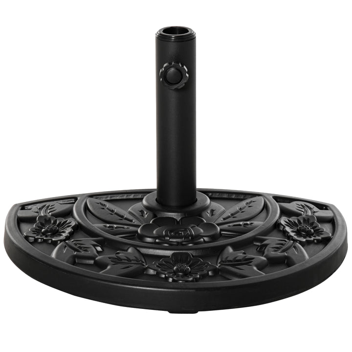 Parasolfod, halvrund, 9 kg, blomsterdesign, HDPE/cement, til parasolstænger Ø35/38/48 mm