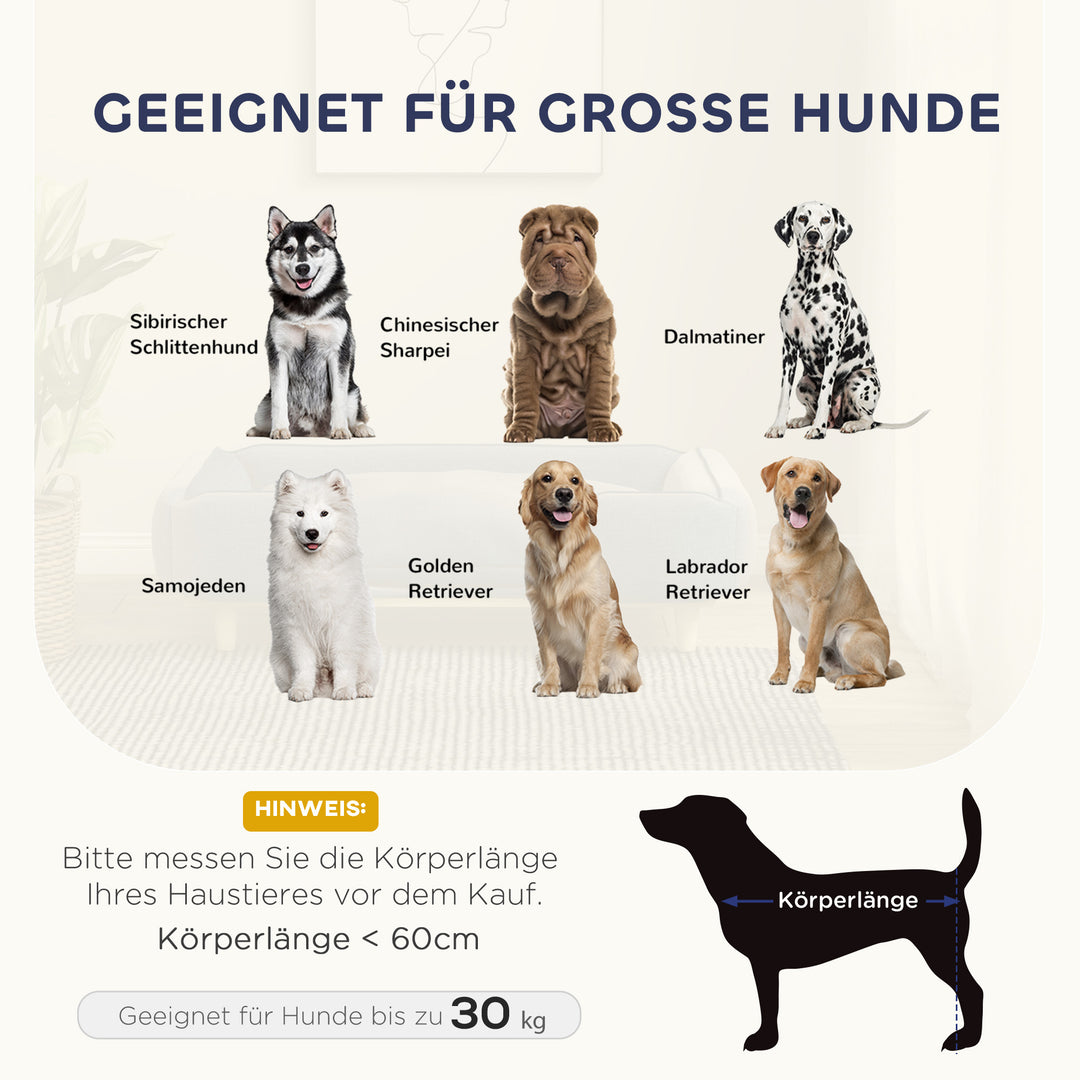 Hundesofa, kæledyrssofa, kæledyrsseng, aftagelig og vaskbar hynde, naturlig + mørkegrå