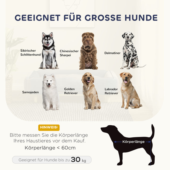 Hundesofa, kæledyrssofa, kæledyrsseng, aftagelig og vaskbar hynde, naturlig + mørkegrå