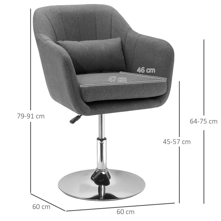 Drejestol, højdejusterbar kontorstol, hørlignende polyester, metal, 60 x 60 x 79-91 cm, mørkegrå