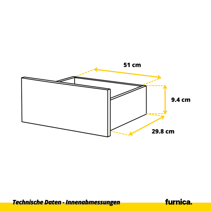 GABRIEL – kommode / sideboard med 4 skuffer – antracit / hvid højglans – H92 cm B60 cm D33 cm