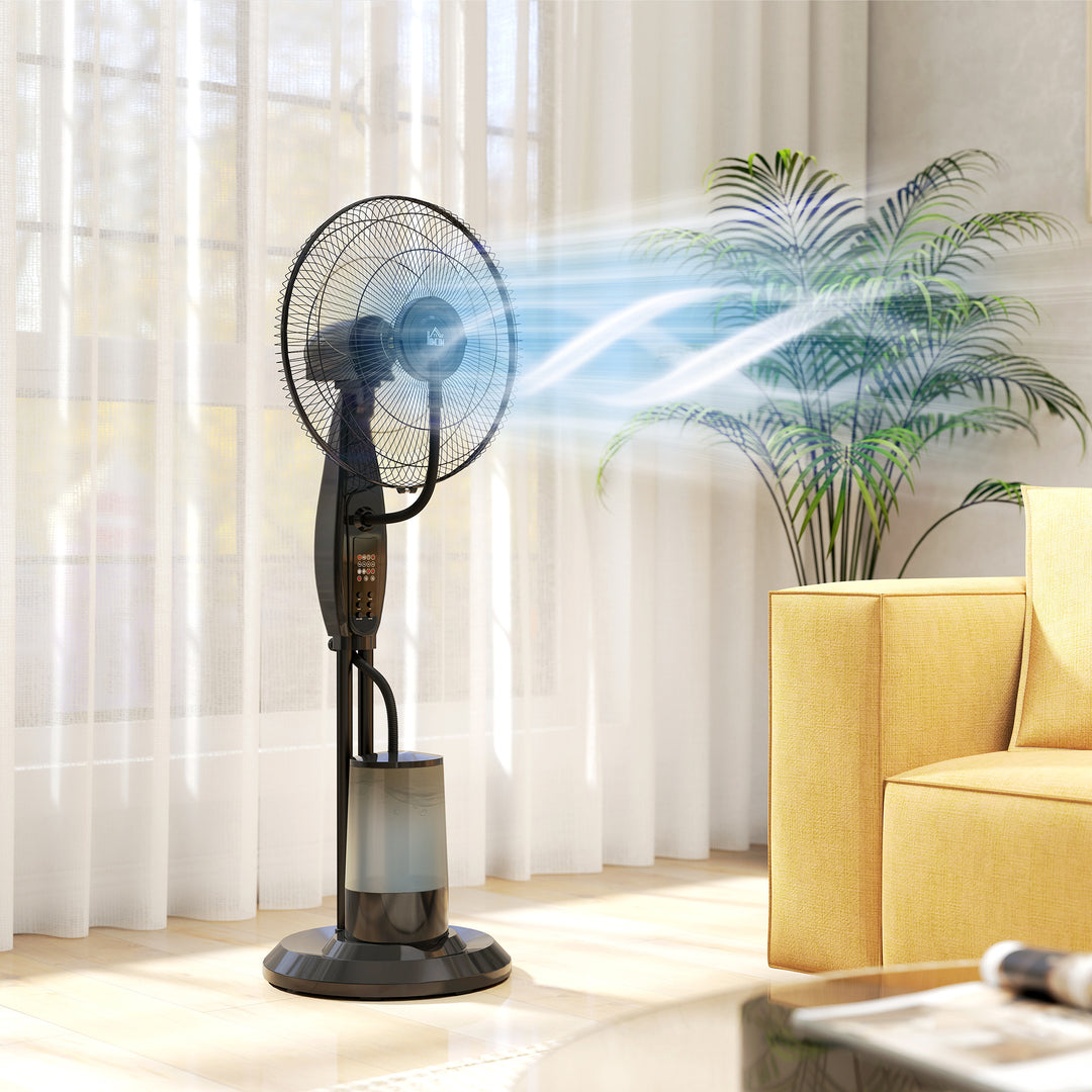 Ventilator, tågeventilator, 3 hastigheder, timer, luftfugter, sort