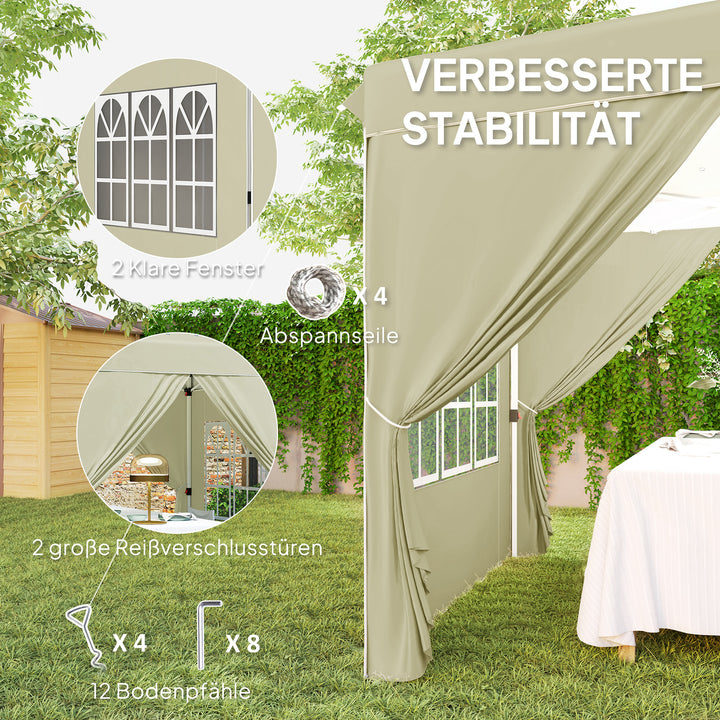 2,5 x 2,5 m pop-up pavillon med sidevægge og bæretaske, UPF50+ højdejusterbart havetelt, cremehvid